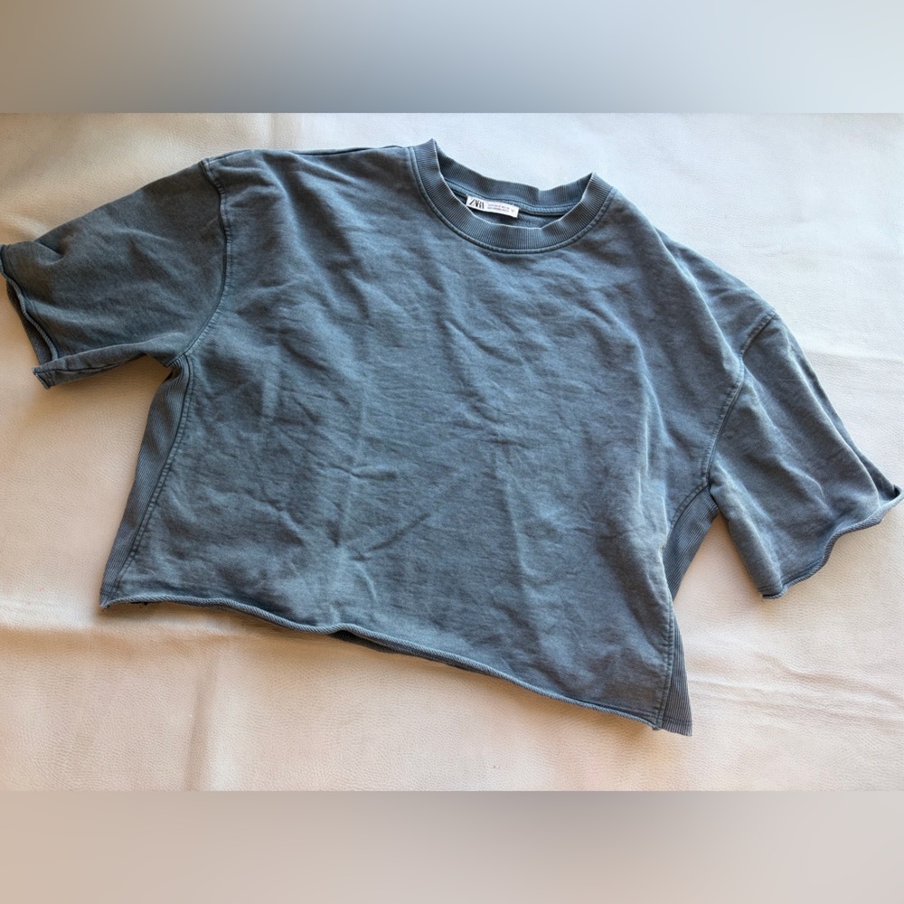 Zara short-sleeve crewneck crop tee